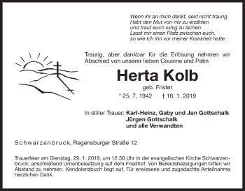 Traueranzeige von Herta Kolb von Der Bote