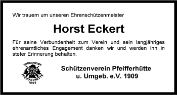Traueranzeige von Horst Eckert von Der Bote
