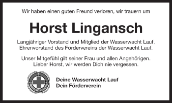 Traueranzeige von Horst Lingansch von Pegnitz-Zeitung