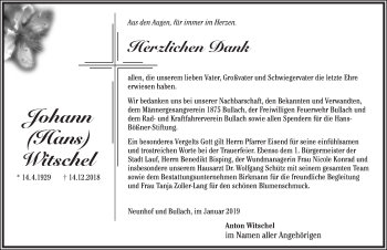 Traueranzeige von Johann Witschel von Pegnitz-Zeitung