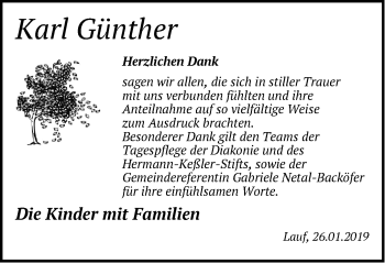 Traueranzeige von Karl Günther von Pegnitz-Zeitung