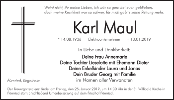 Traueranzeige von Karl Maul von Hersbrucker Zeitung