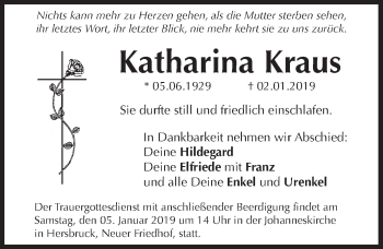 Traueranzeige von Katharina Kraus von Hersbrucker Zeitung