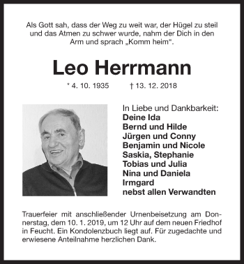 Traueranzeige von Leo Herrmann von Der Bote