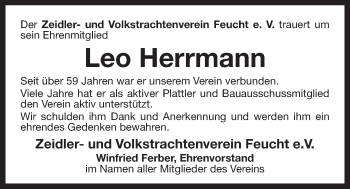 Traueranzeige von Leo Herrmann von Der Bote