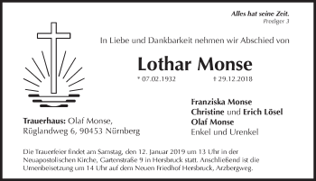 Traueranzeige von Lothar Monse von Hersbrucker Zeitung