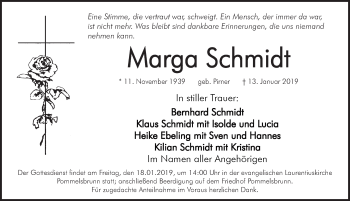 Traueranzeige von Marga Schmidt von Hersbrucker Zeitung