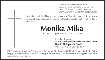 Traueranzeige von Monika Mika von Pegnitz-Zeitung