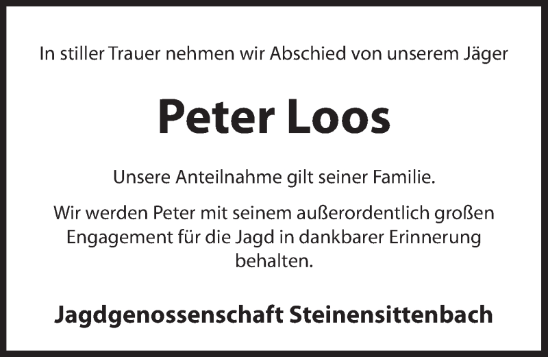  Traueranzeige für Peter Loos vom 18.01.2019 aus Hersbrucker Zeitung