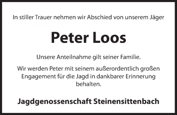 Traueranzeige von Peter Loos von Hersbrucker Zeitung