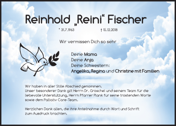 Traueranzeige von Reinhold Fischer von Hersbrucker Zeitung
