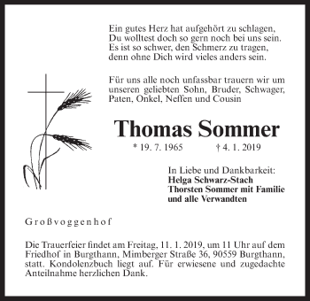 Traueranzeige von Thomas Sommer von Der Bote