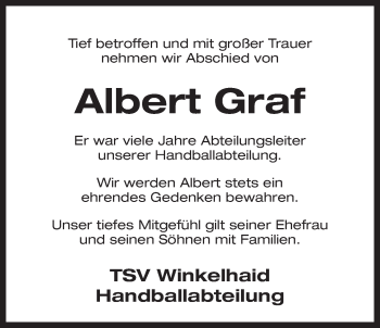 Traueranzeige von Albert Graf von Der Bote