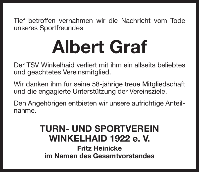  Traueranzeige für Albert Graf vom 05.10.2019 aus Der Bote
