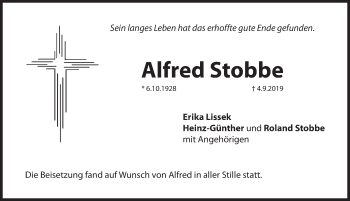 Traueranzeige von Alfred Stobbe von Hersbrucker Zeitung