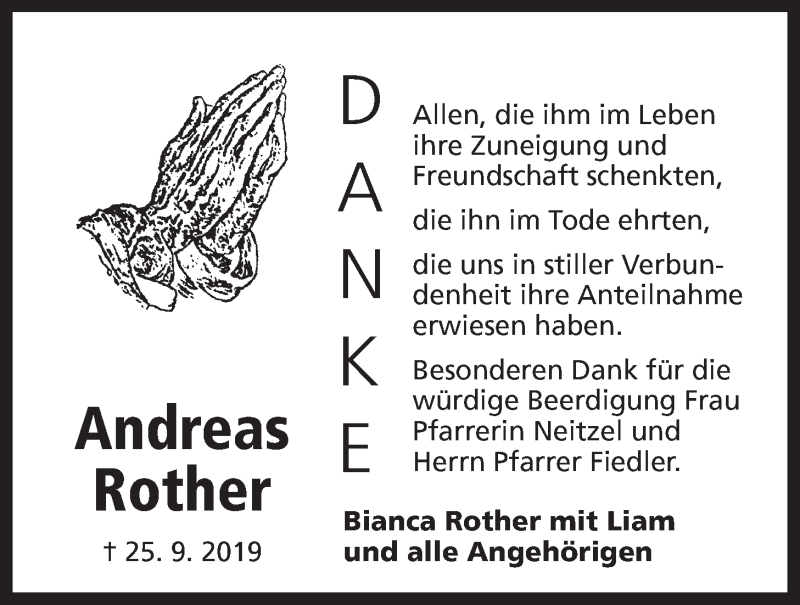  Traueranzeige für Andreas Rother vom 12.10.2019 aus Der Bote