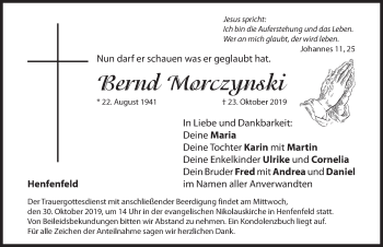 Traueranzeige von Bernd Morczynski von Hersbrucker Zeitung