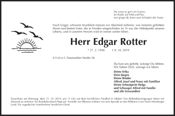 Traueranzeige von Edgar Rotter von Der Bote