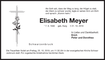 Traueranzeige von Elisabeth Meyer von Der Bote