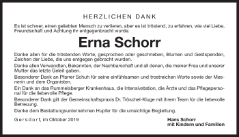 Traueranzeige von Erna Schorr von Der Bote