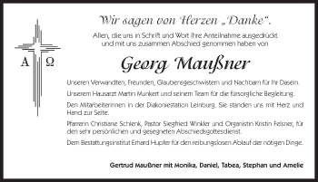 Traueranzeige von Georg Maußner von Pegnitz-Zeitung