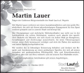 Traueranzeige von Martin Lauer von Pegnitz-Zeitung