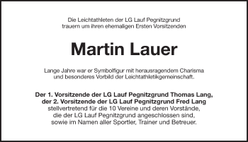 Traueranzeige von Martin Lauer von Pegnitz-Zeitung