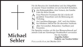 Traueranzeige von Michael Sehler von Der Bote