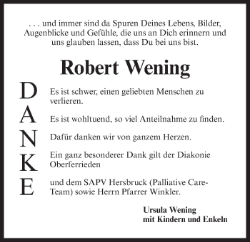 Traueranzeige von Robert Wening von Der Bote