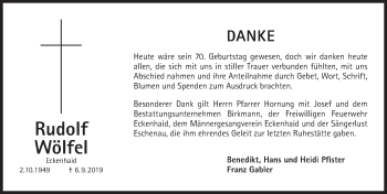 Traueranzeige von Rudolf Wölfel von Pegnitz-Zeitung