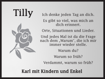 Traueranzeige von Tilly  von Der Bote