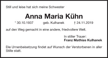 Traueranzeige von Anna Maria Kühn von Pegnitz-Zeitung