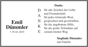 Traueranzeige von Emil Dümmler von Pegnitz-Zeitung
