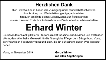 Traueranzeige von Erhard Winter von Hersbrucker Zeitung