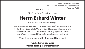 Traueranzeige von Erhard Winter von Hersbrucker Zeitung