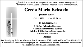 Traueranzeige von Gerda Maria Eckstein von Der Bote