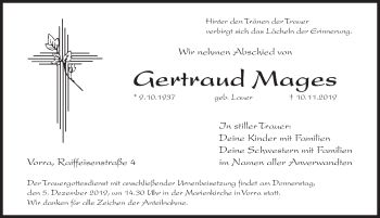 Traueranzeige von Gertraud Mages von Hersbrucker Zeitung