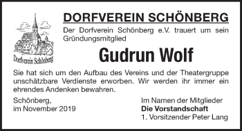 Traueranzeige von Gudrun Wolf von Pegnitz-Zeitung