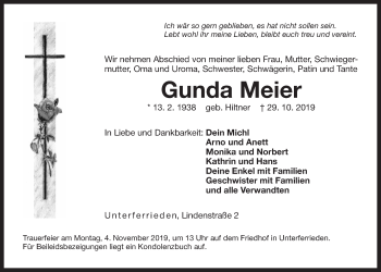 Traueranzeige von Gunda Meier von Der Bote