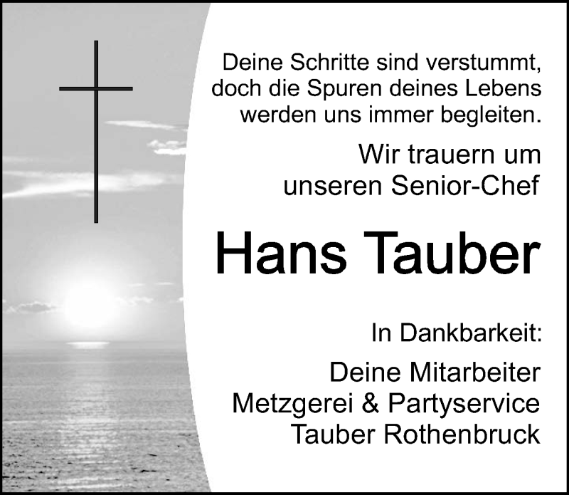  Traueranzeige für Hans Tauber vom 05.11.2019 aus Hersbrucker Zeitung