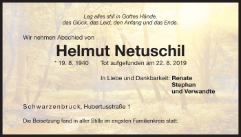 Traueranzeige von Helmut Netuschil von Der Bote