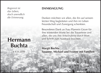 Traueranzeige von Hermann Buchta von Pegnitz-Zeitung