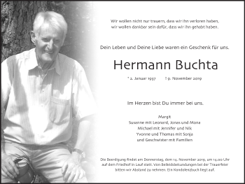 Traueranzeige von Hermann Buchta von Pegnitz-Zeitung