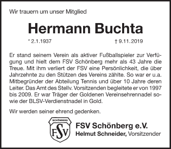 Traueranzeige von Hermann Buchta von Pegnitz-Zeitung