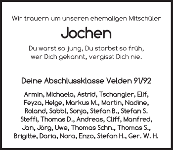Traueranzeige von Jochen  von Hersbrucker Zeitung