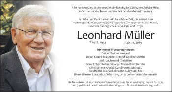 Traueranzeige von Leonhard Müller von Pegnitz-Zeitung