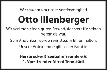 Traueranzeige von Otto Illenberger von Hersbrucker Zeitung