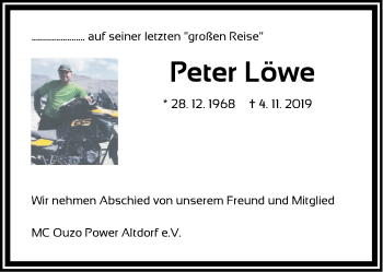 Traueranzeige von Peter Löwe von Der Bote