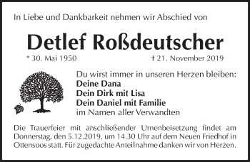 Traueranzeige von Detlef Roßdeutscher von Pegnitz-Zeitung