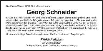 Traueranzeige von Georg Schneider von Der Bote